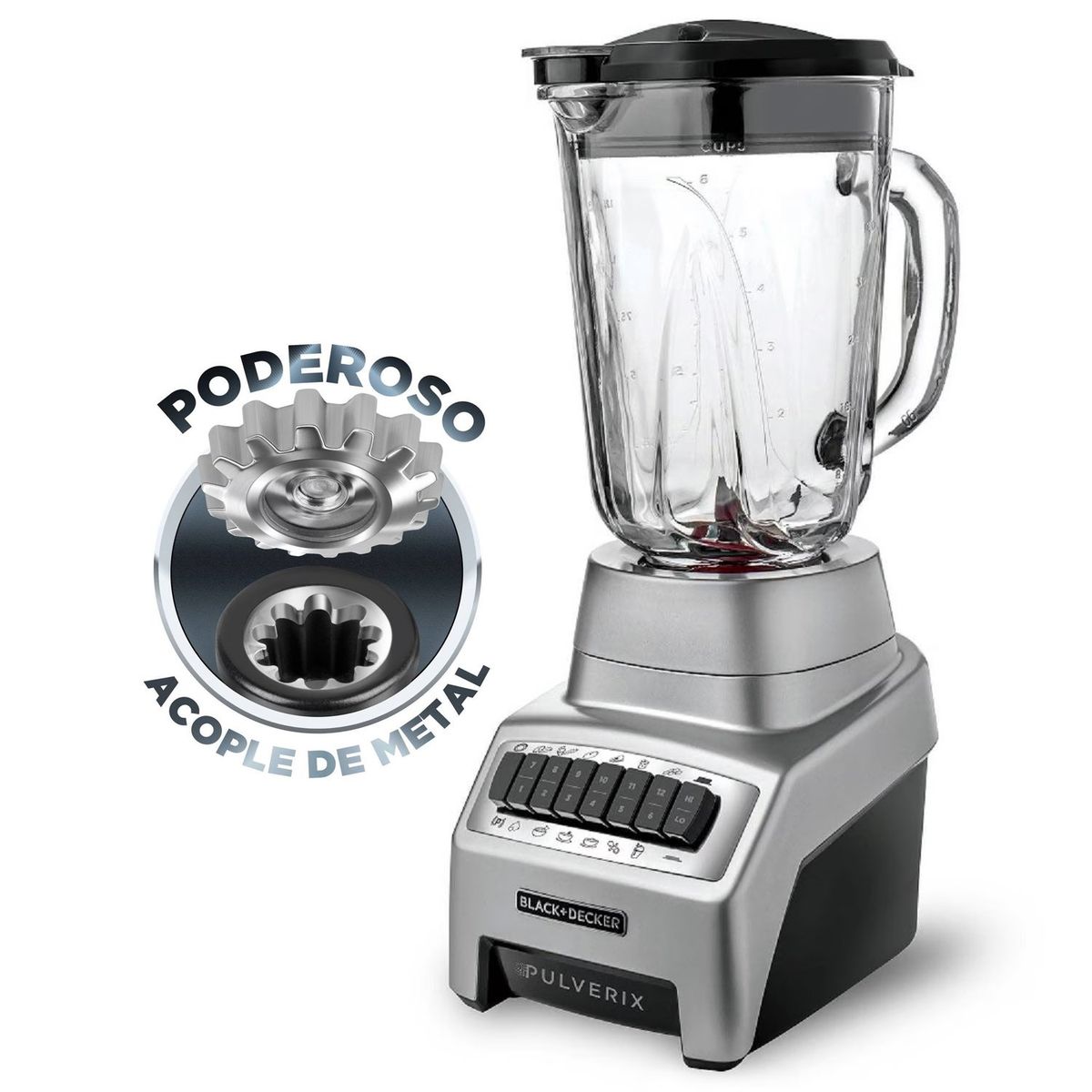 BLACK+DECKER - Licuadora 12 velocidades Pulverix Black 1.5L BL1140MS Black & Decker