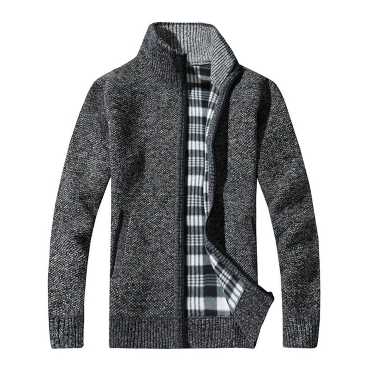 VATYERTY - Abrigo de rebeca suéter grueso de los hombres -gris oscuro