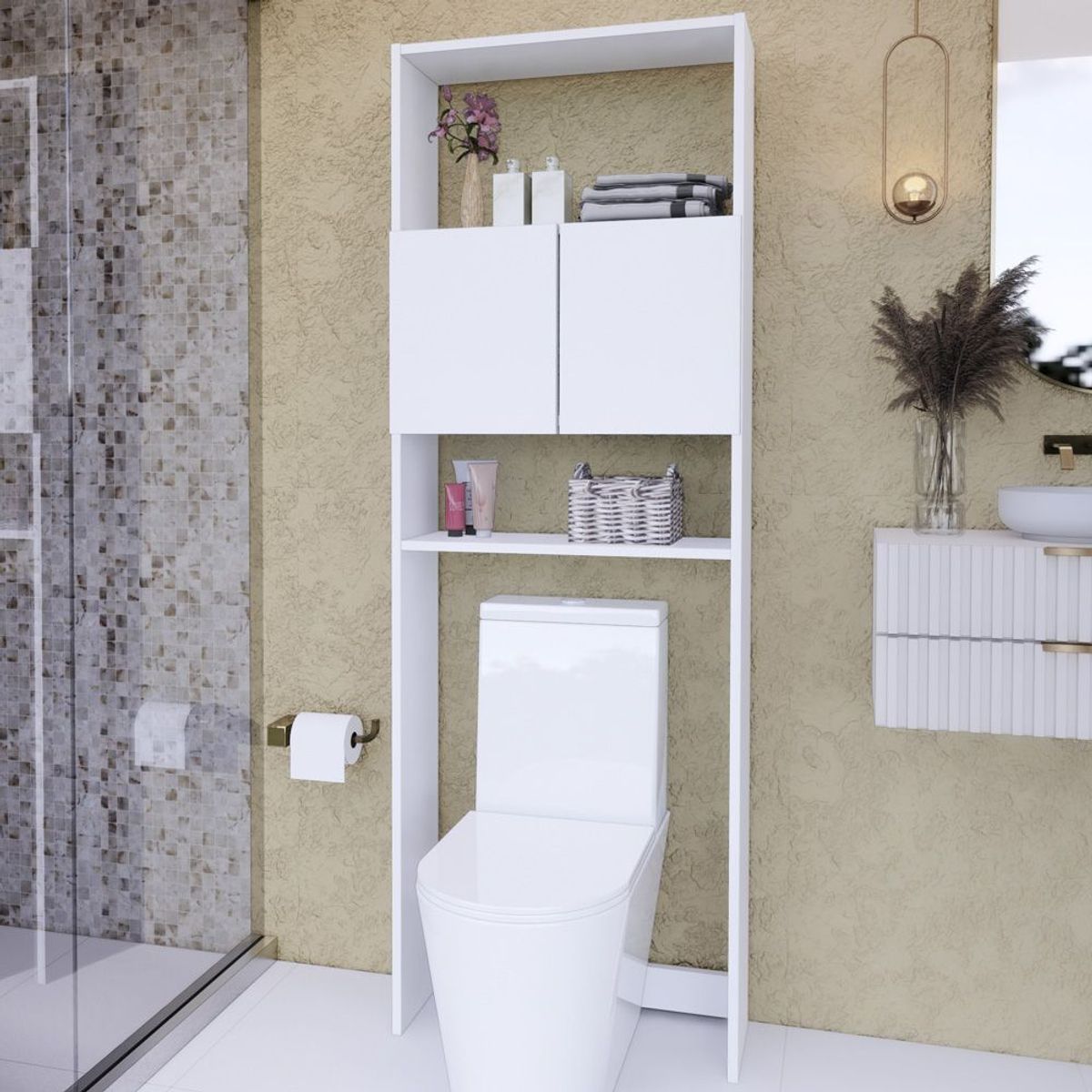 MOVENDA - Organizador de Baño Valencia 182x63cm 2 Puertas Movenda Blanco