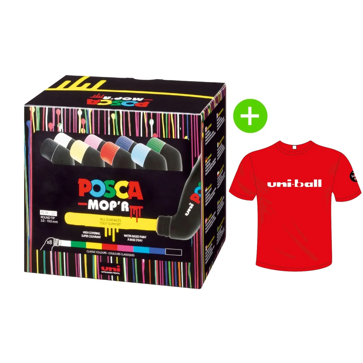 POSCA - POSCA Pack PCM-22 8C Básico Estuche X8 + Polo de Regalo