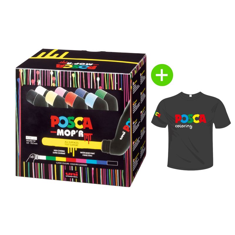 POSCA - POSCA Pack PCM-22 8C Básico Estuche X8 + Polo de Regalo