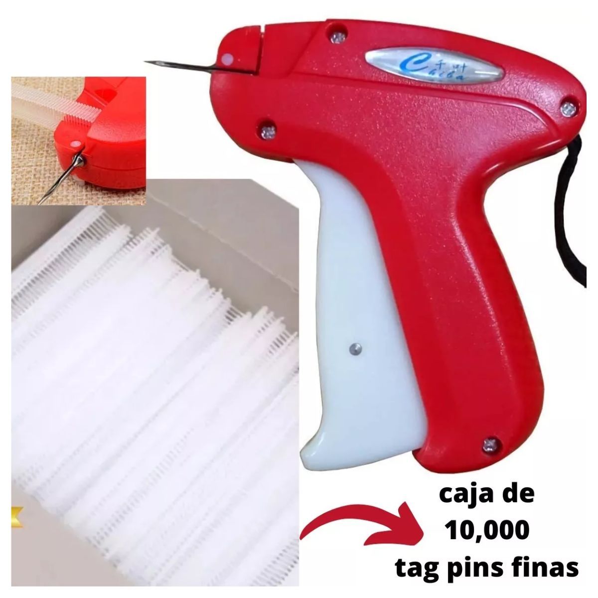 GENERICO - Pistola Etiquetadora Con Aguja Fina 10000 Precintos Kit