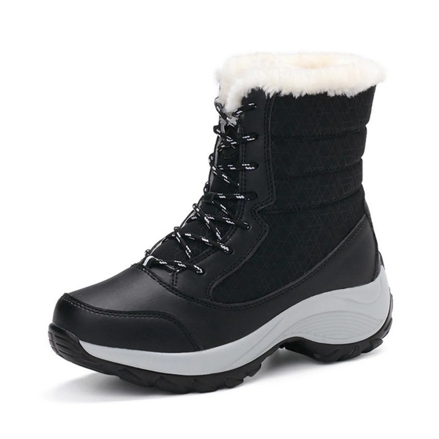 Botas de nieve de invierno impermeable para mujeres negro