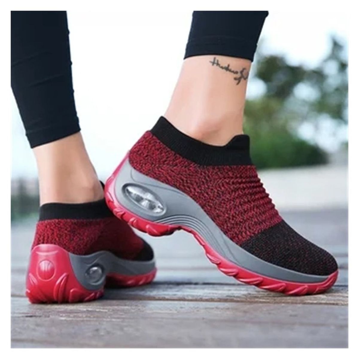 VATYERTY - Zapatillas de mujer mecedoras para caminar - rojo