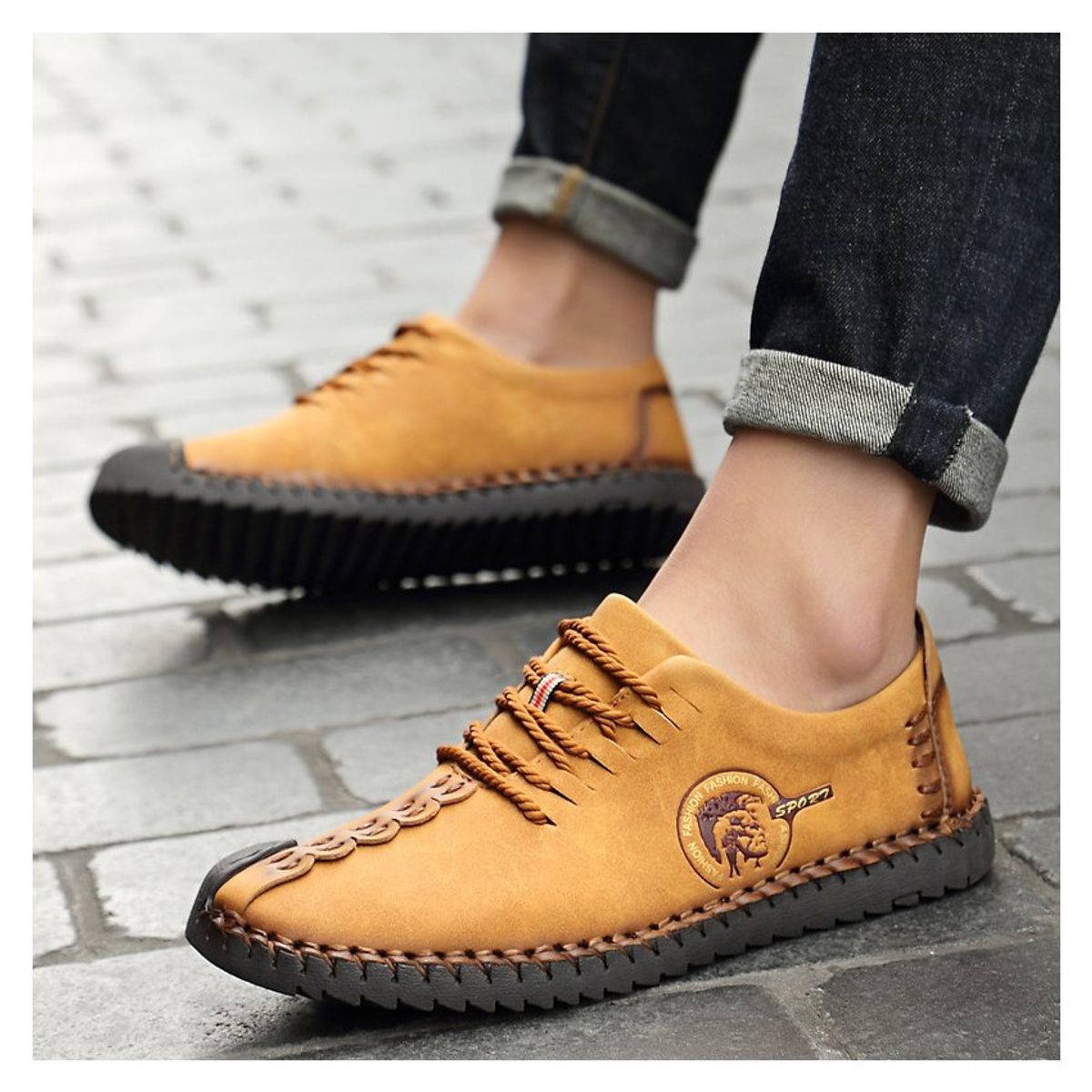 VATYERTY - Zapatos casuales de cuero de verano zapatos hombre casual