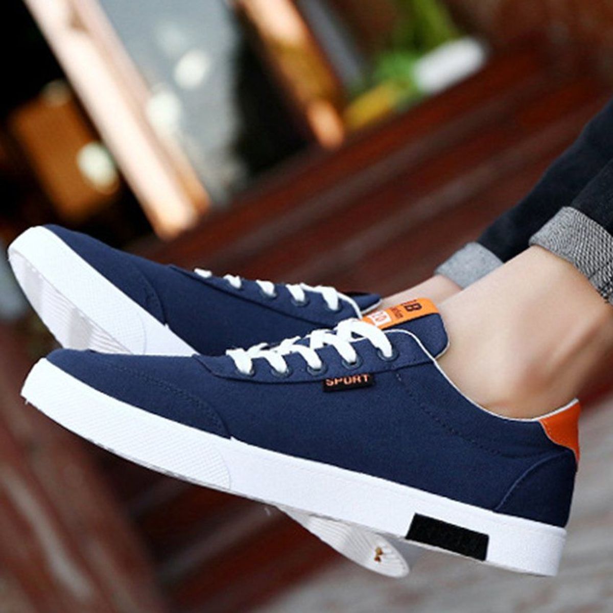 VATYERTY - Zapatillas para hombre transpirable bien de ocio y lona - azul marino