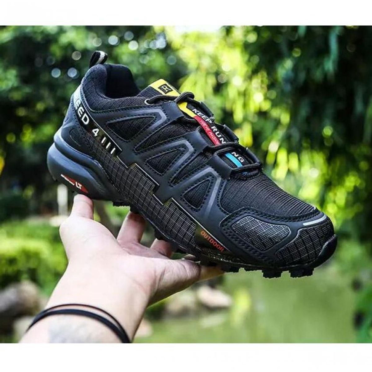 VATYERTY - Zapatilla de senderismo antideslizante para exteriores hombre-negro