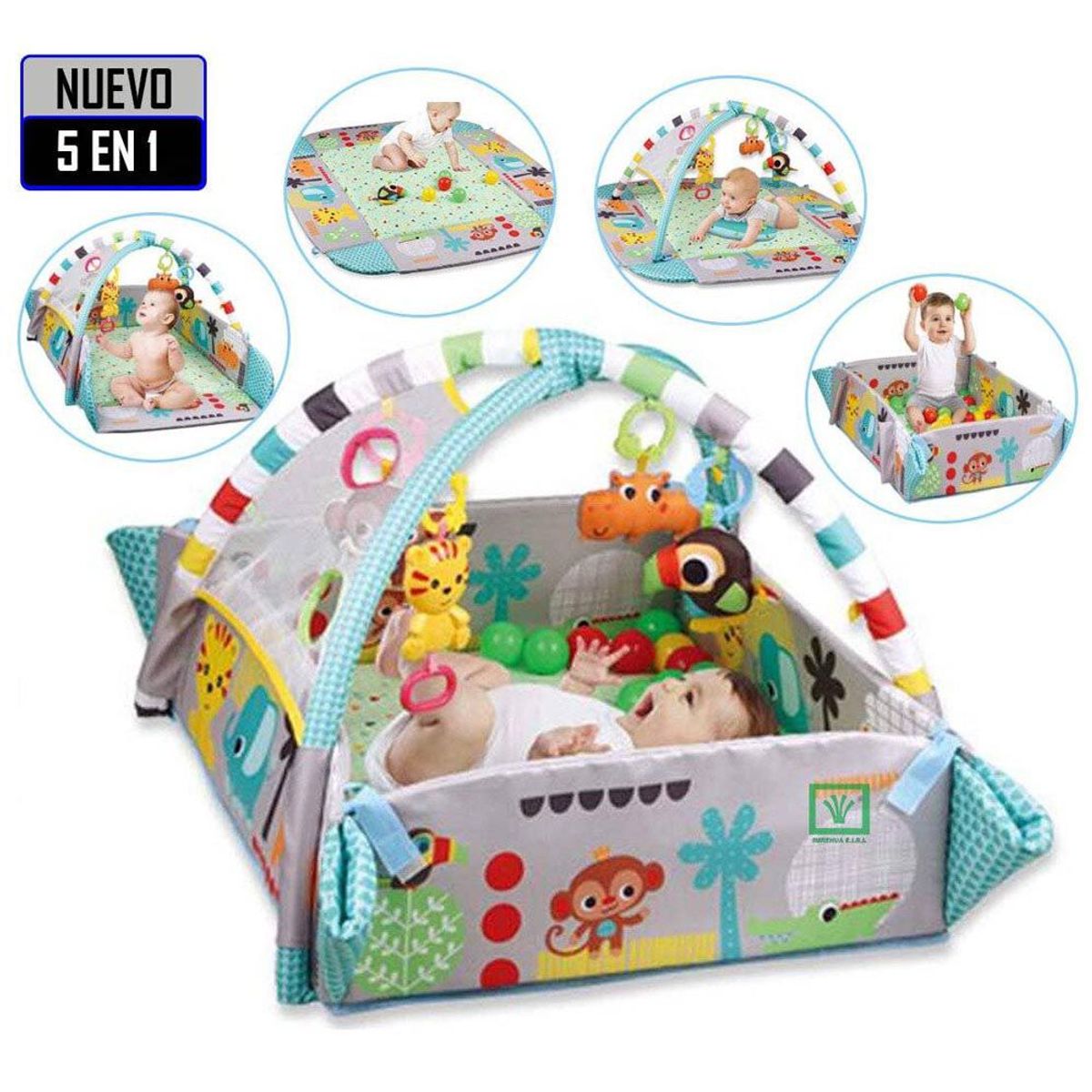 IDEAL - Gimnasio Musical 5 en 1 con Pelotas Celeste