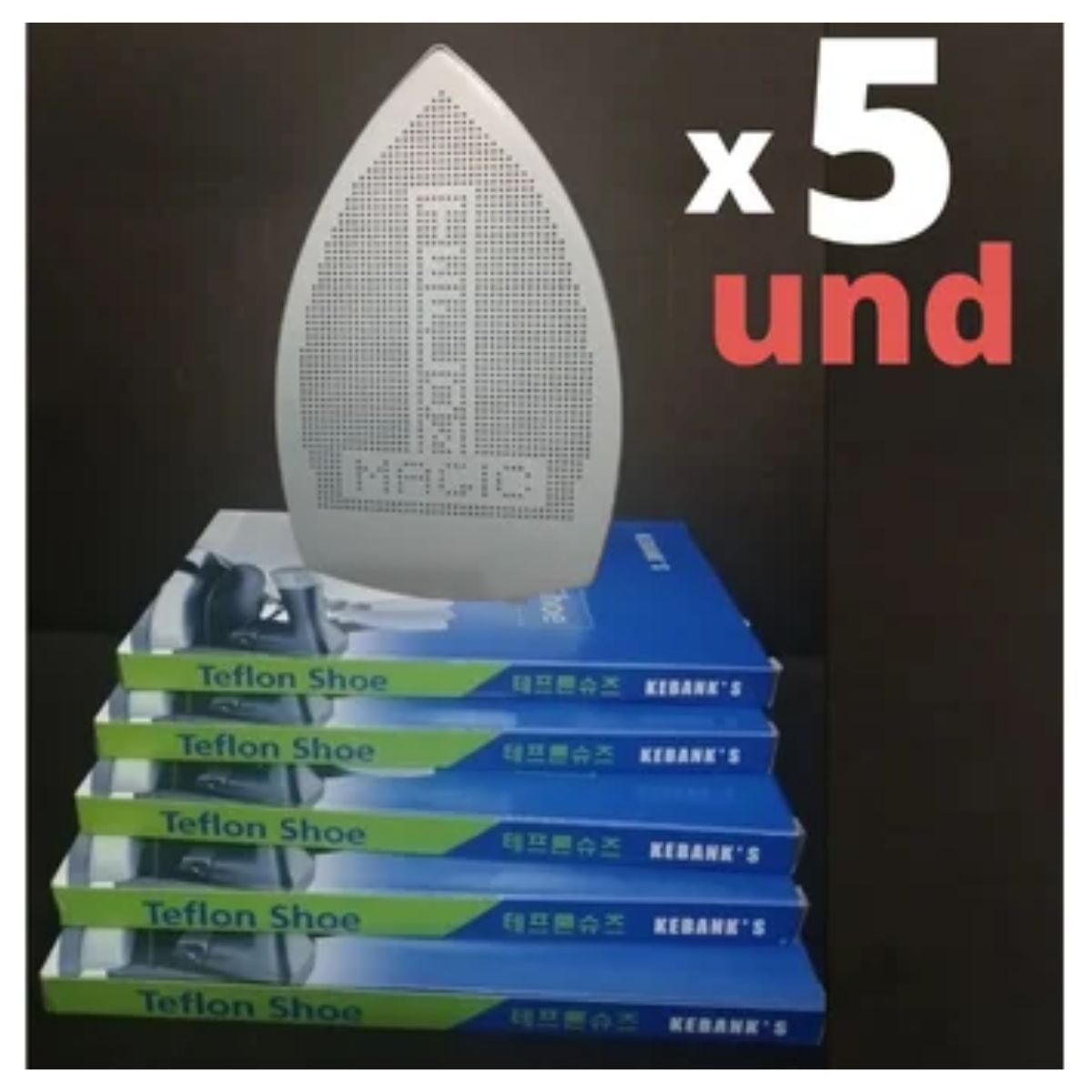 GENERICO - 5 Unid. Base De Teflon Para Plancha Modelo Silver ES-300L