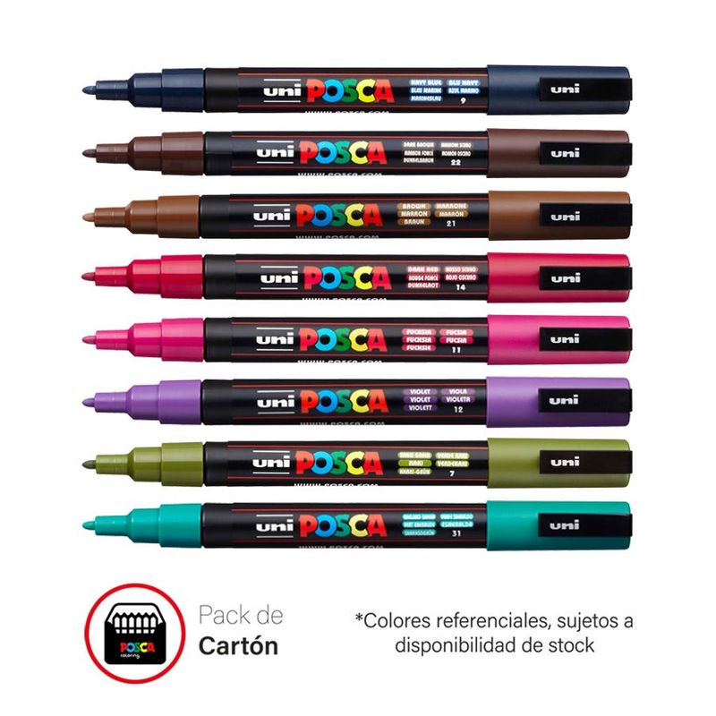 POSCA - POSCA Pack PC-3M8P Estuche X8 Cálido    