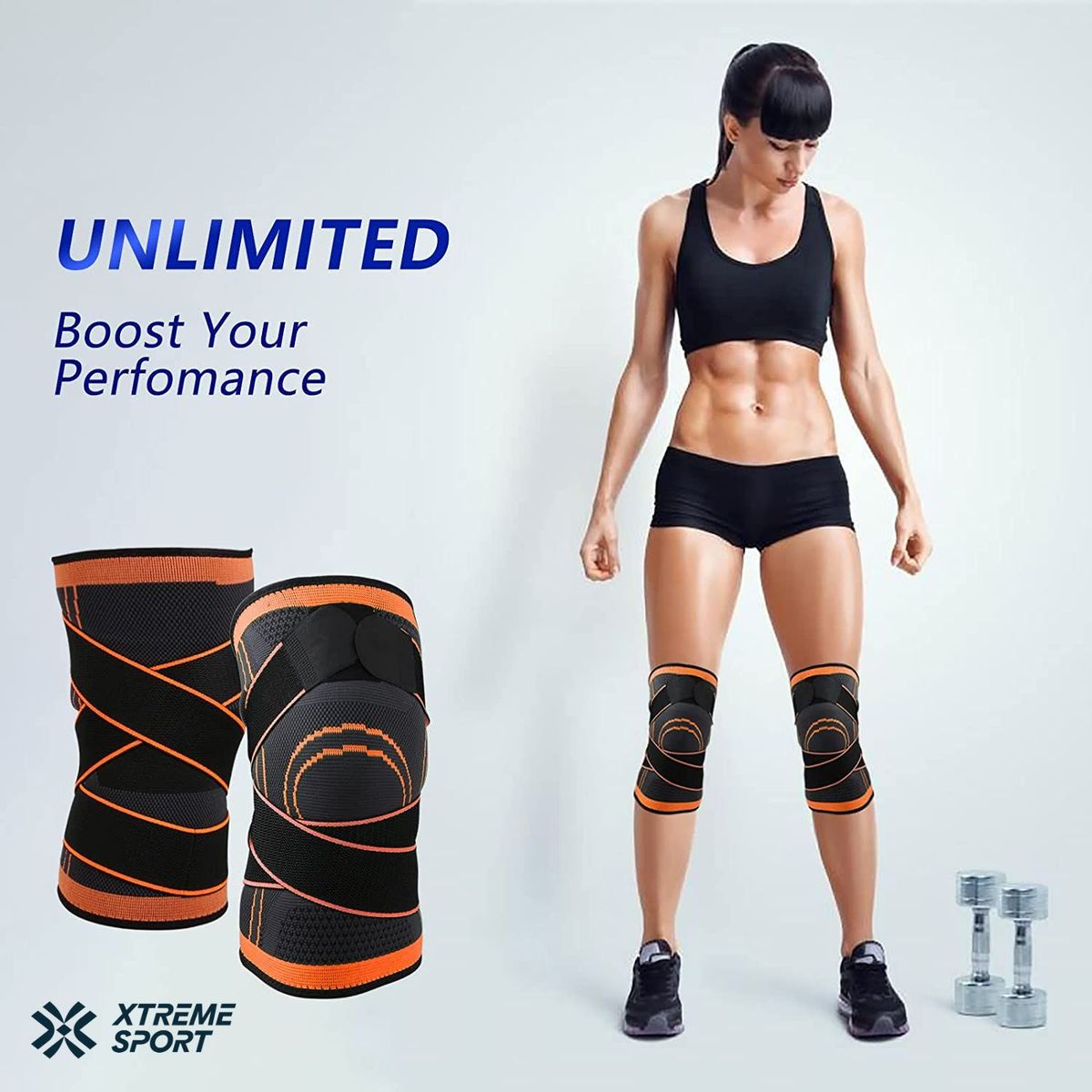 XTREME SPORT - Rodilleras Deportivas Elasticas de Compresión Talla M