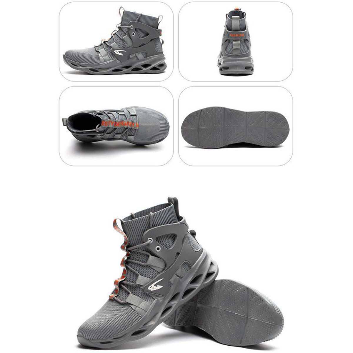 VATYERTY - Zapatos de seguridad con puntera de acero antipinchazos 799 gris