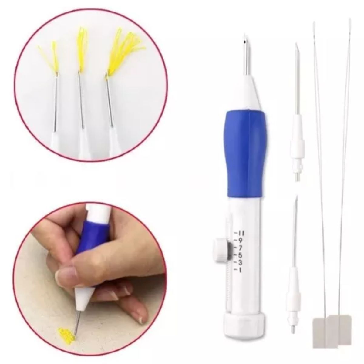 GENERICO - Aguja Magica Bordado Chino Ruso 3 Med. Punch Needle Bordar