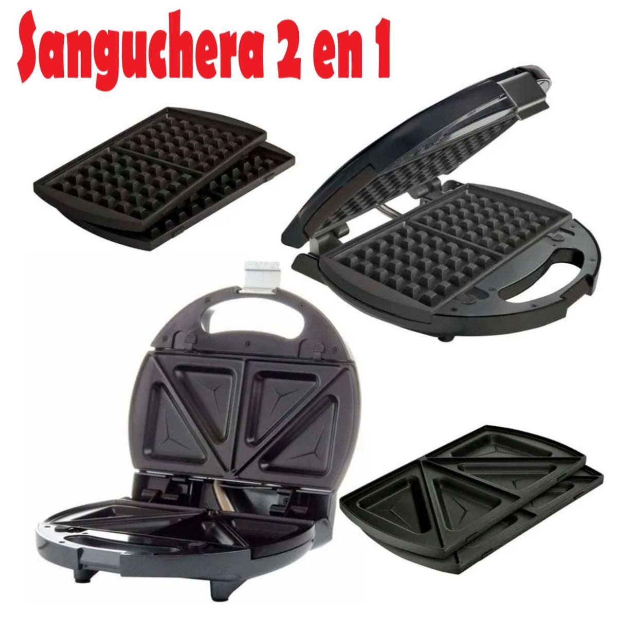 OSTER - Sandwichera 2 en 1 intercambiables para waflera - Negro