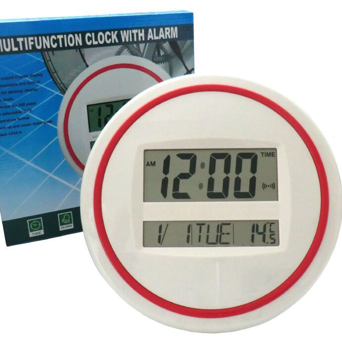 GENERICO - Reloj Digital Circular de Pared A Pilas Calendario circular naranja