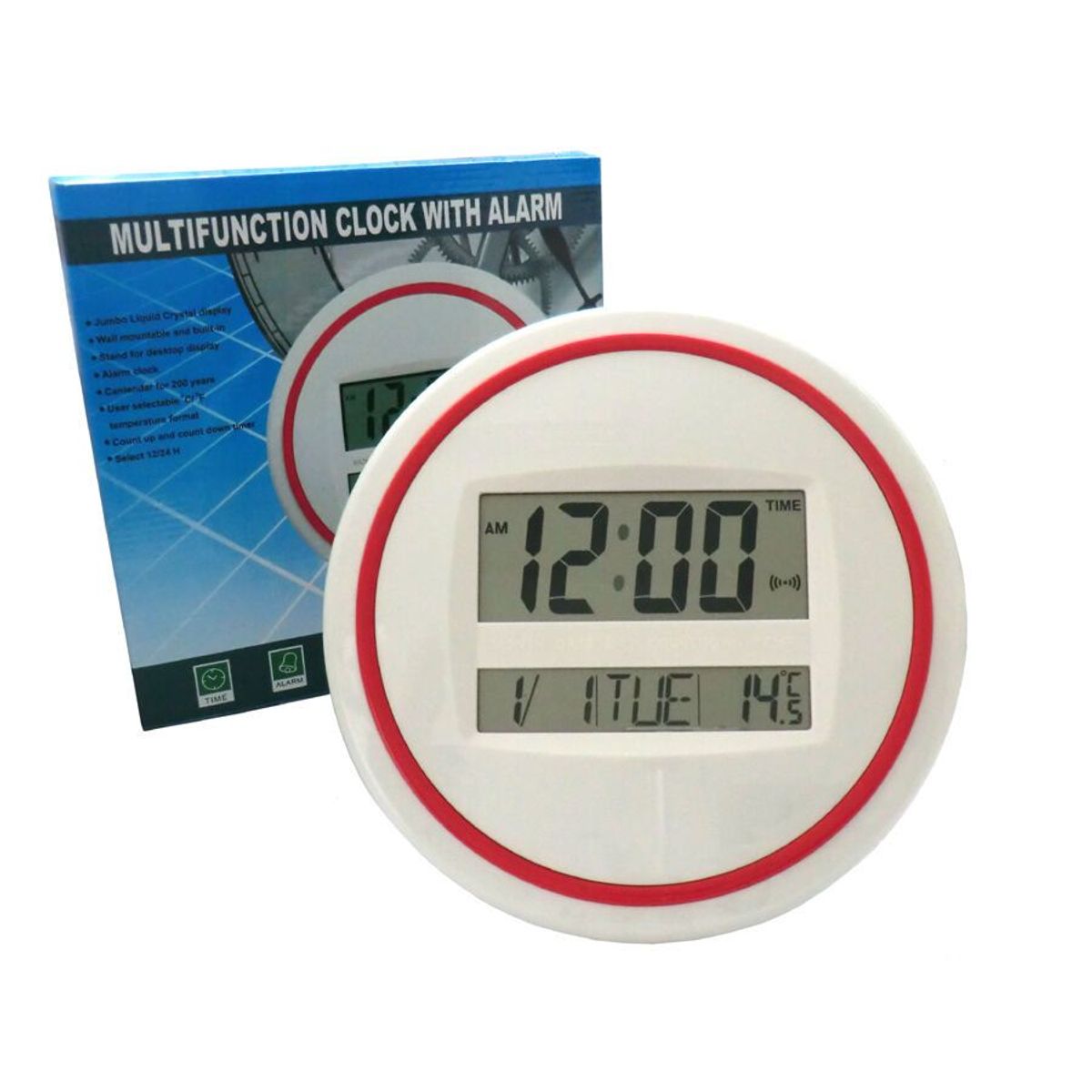 GENERICO - Reloj Digital Circular de Pared A Pilas Calendario circular naranja