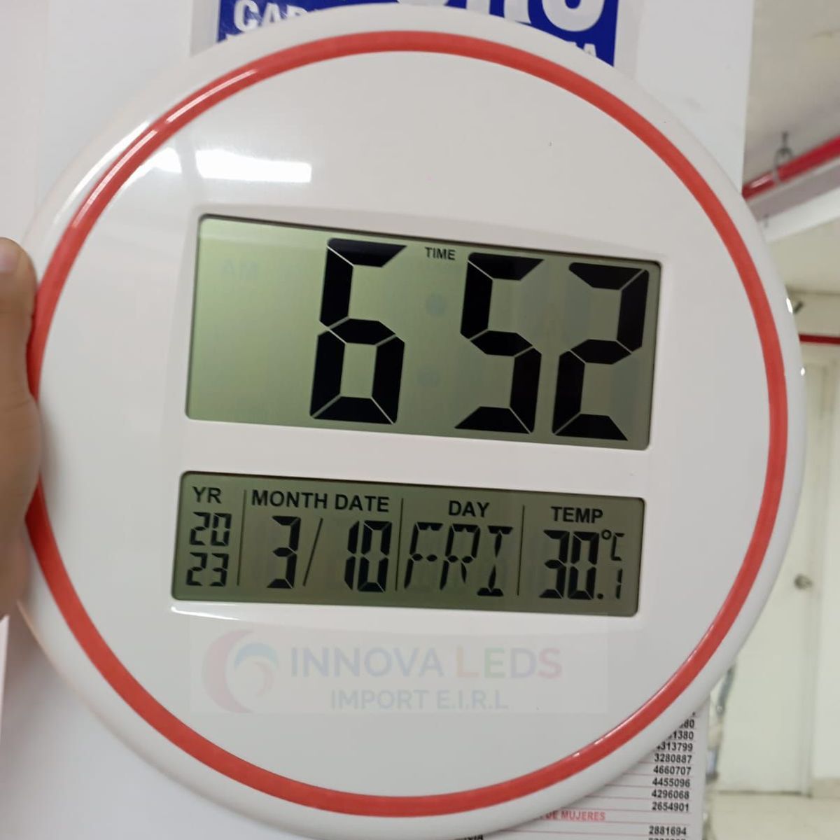 GENERICO - Reloj Digital Circular de Pared A Pilas Calendario circular naranja