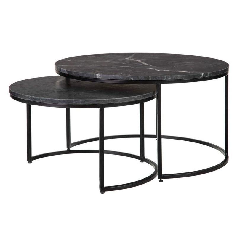 DECOR MESAS - Mesa de Centro Nido Circular Black - Mármol