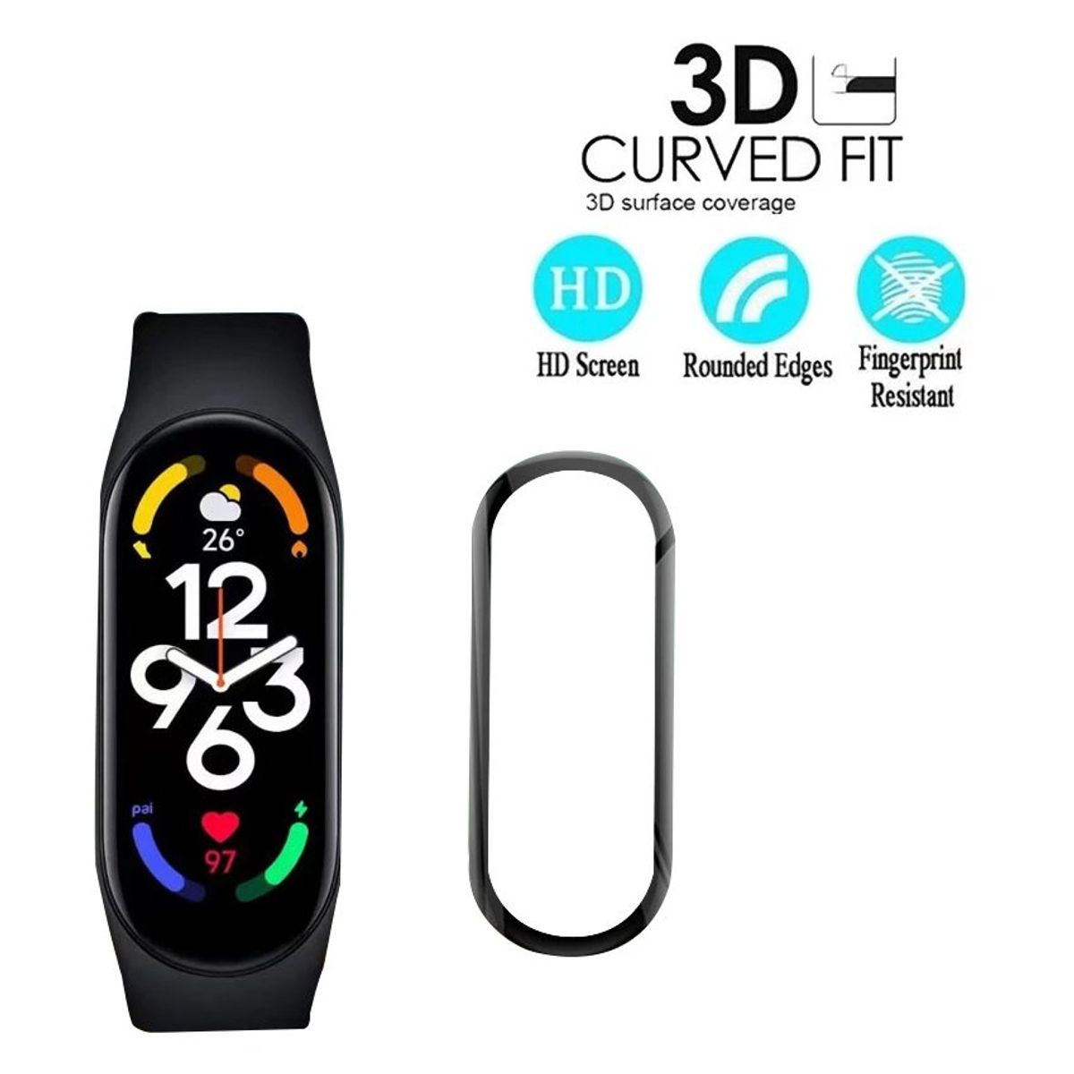 GENERICO - Correa de Silicona + Mica 9h para Xiaomi Mi Band 7 - Verde Militar