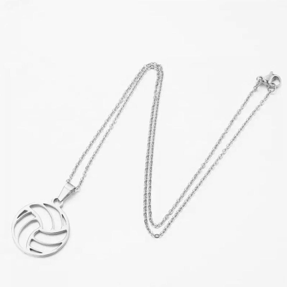 GENERICO - Set collar y aretes pelota voley plateado