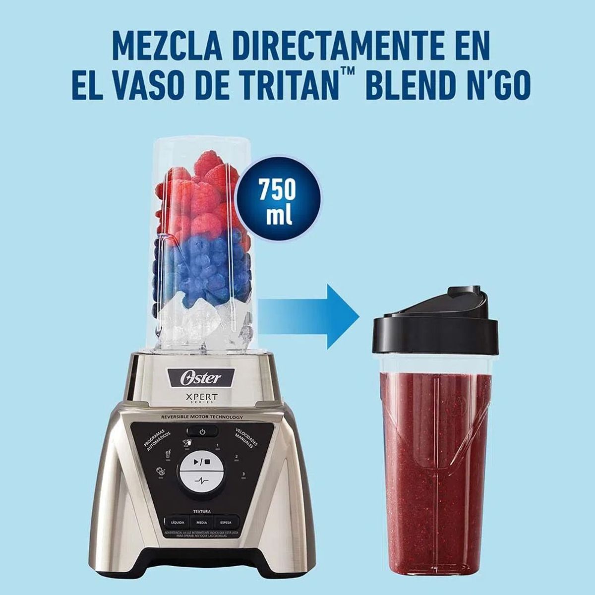 OSTER - Licuadora Xpert  Vaso de 2 Litros BLST3BCPG+Kit de Accesorios