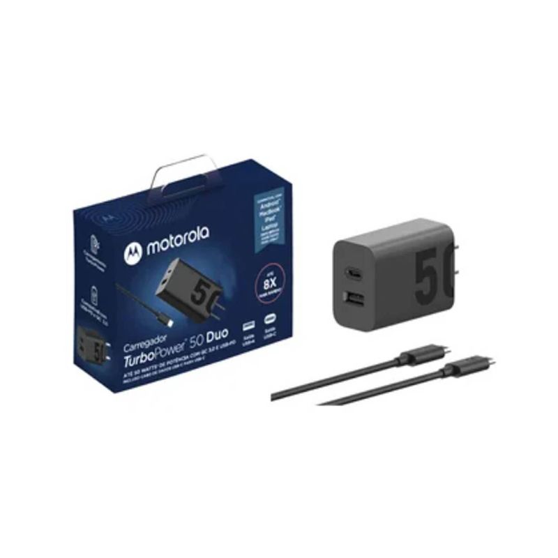 MOTOROLA - CARGADOR MOTOROLA TURBOPOWER 50 DUO USB-C AND USB-A WITH USB-PAD