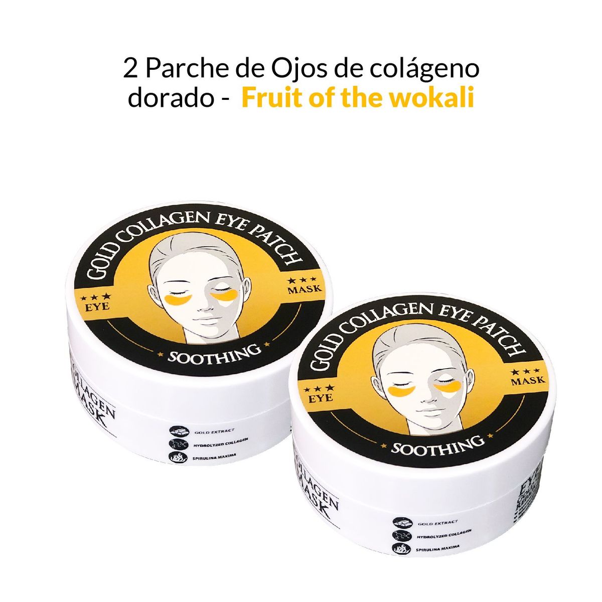 WOKALI - 2 Parche de Ojos de colágeno dorado- Fruit of the wokali