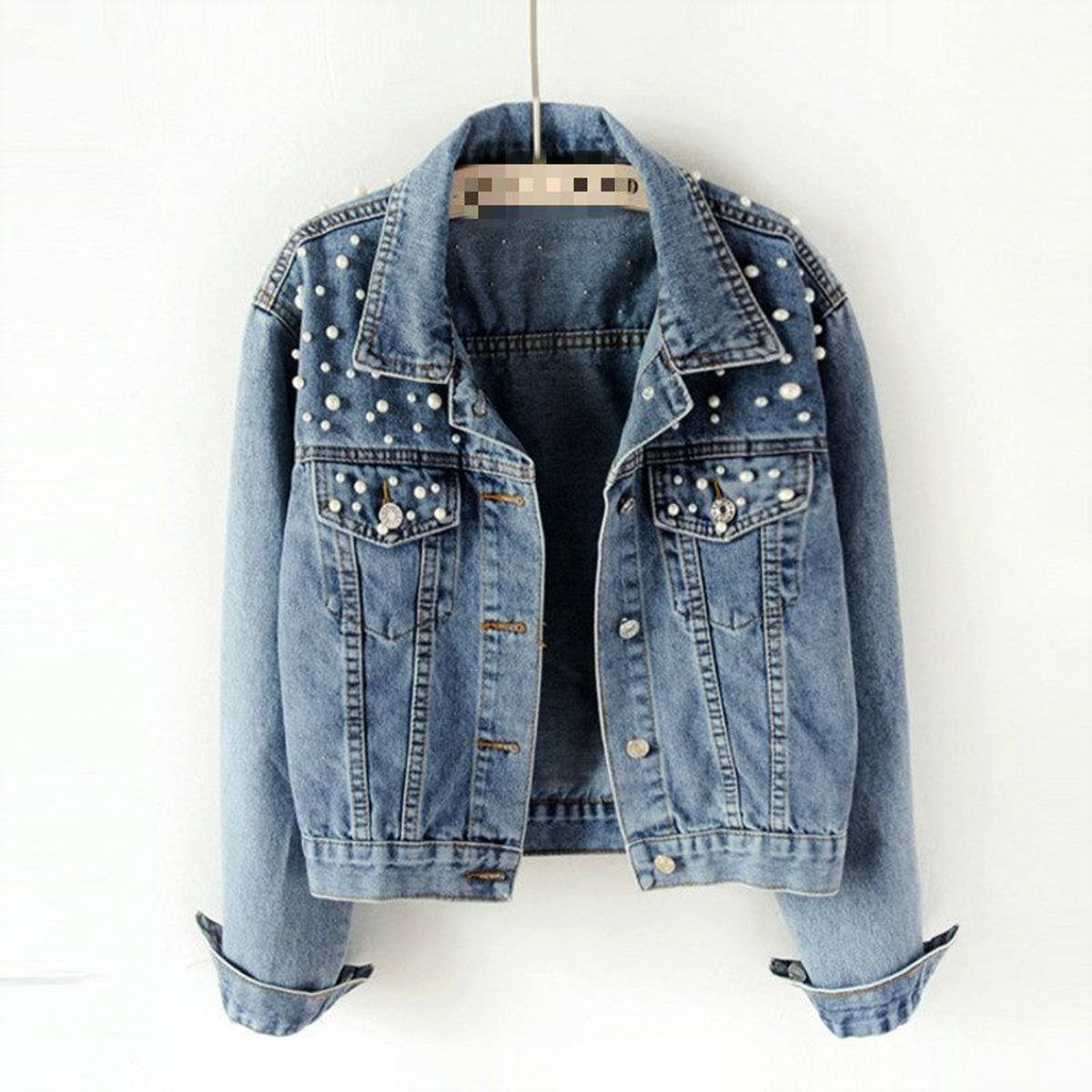 BLWOENS - Chaqueta Blwoens Azul Con Perlas Para Mujer