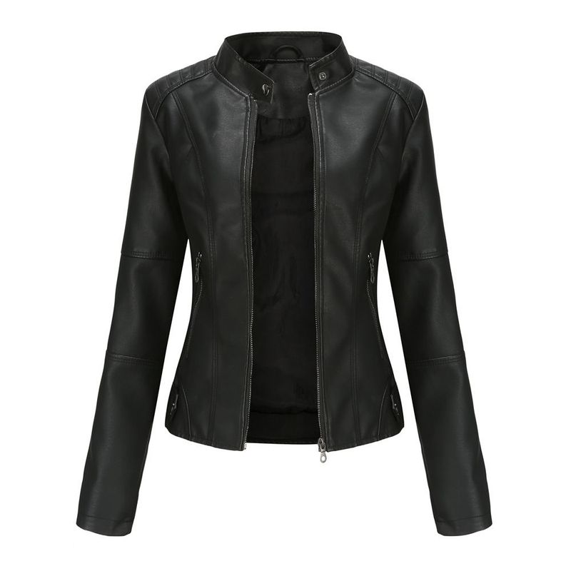 BLWOENS - Chaqueta De Cuero Blwoens Negra - Cuello Alto Y Bolsillos