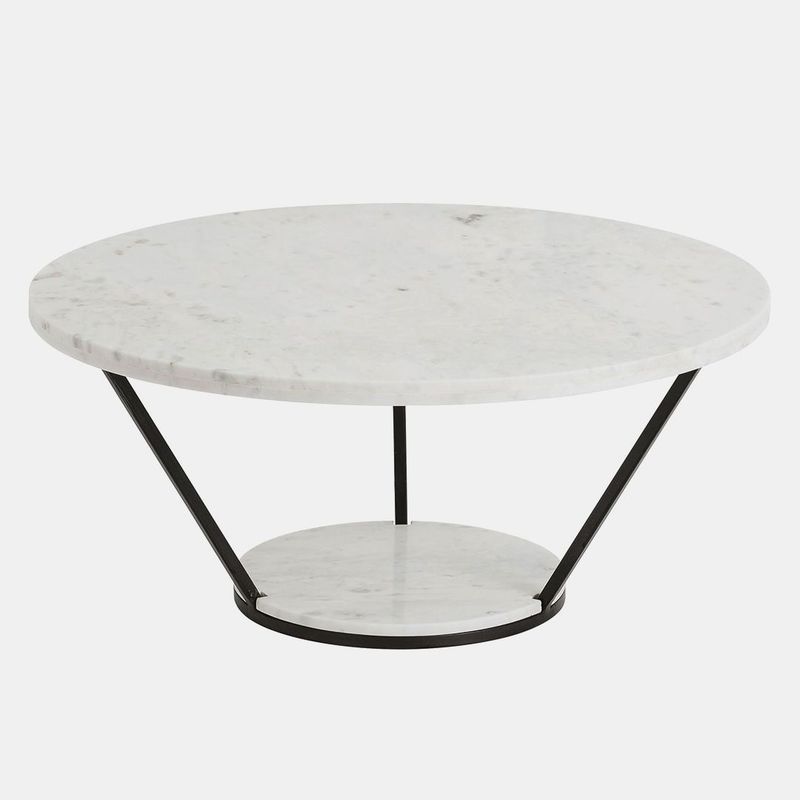 DECOR MESAS - Mesa de Centro Circular Multinivel Blacki - Mármol