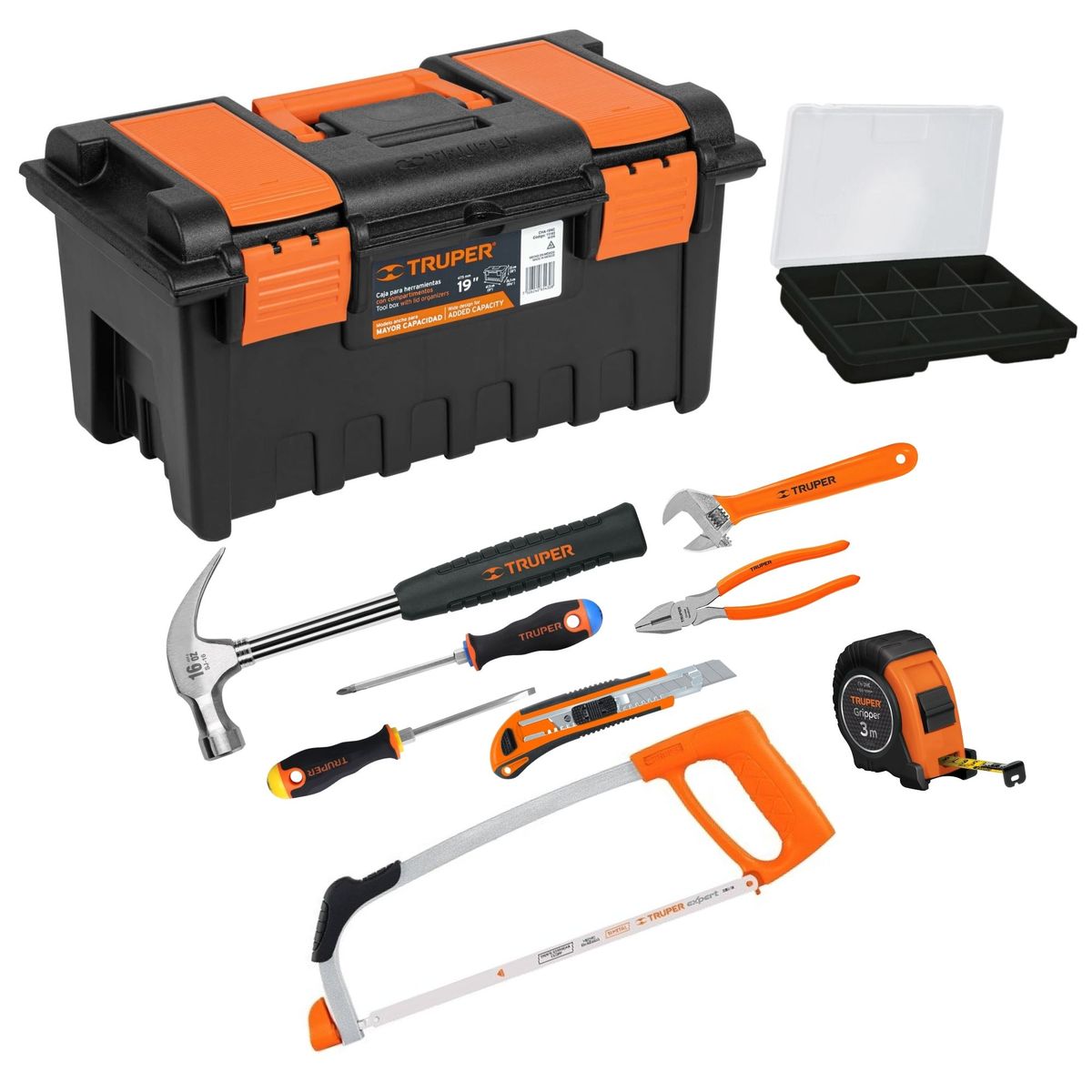 TRUPER - Juegos de herramientas 10 piezas, caja de herramientas Truper
