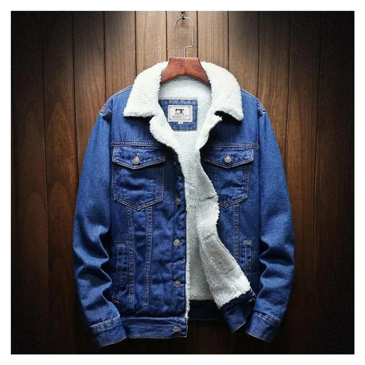 VATYERTY - Abrigo de jean con relleno para hombres-azul