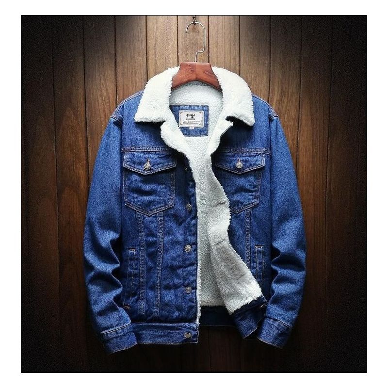 VATYERTY - Abrigo de jean con relleno para hombres-azul