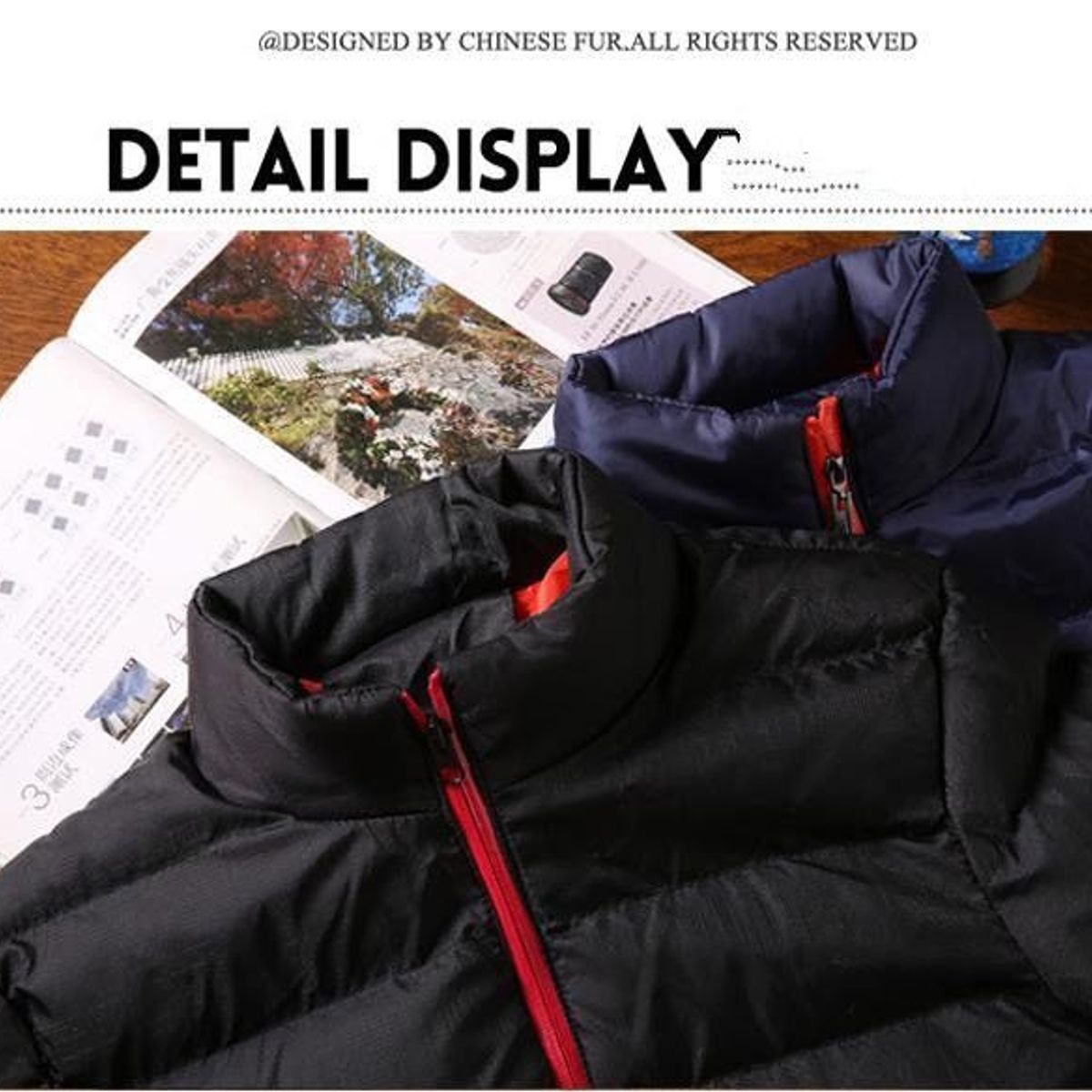 GENERICO - Chaqueta de hombre cremallera invierno engrosada cálida-azul