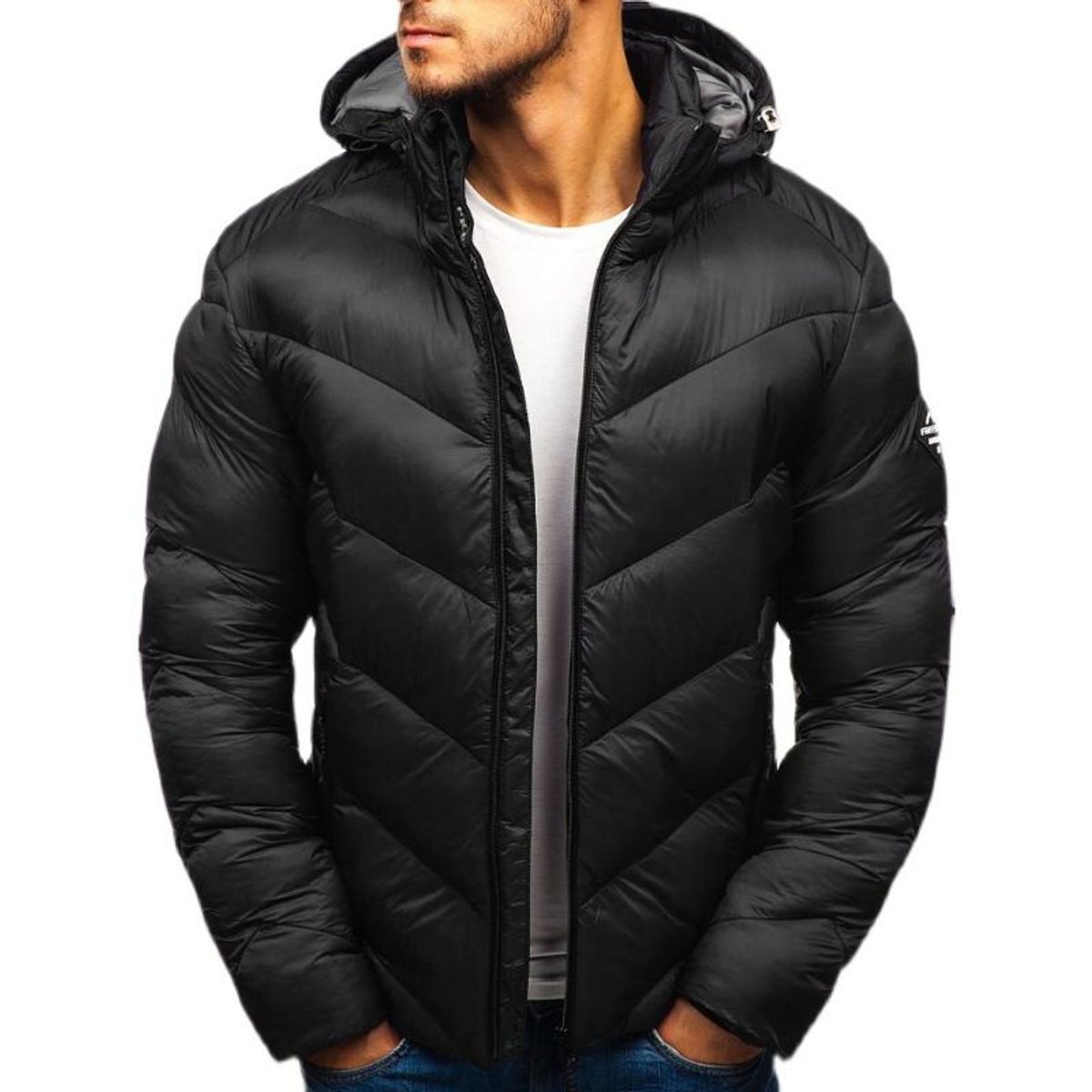 BLWOENS - Chaqueta de hombre cremallera invierno -negro