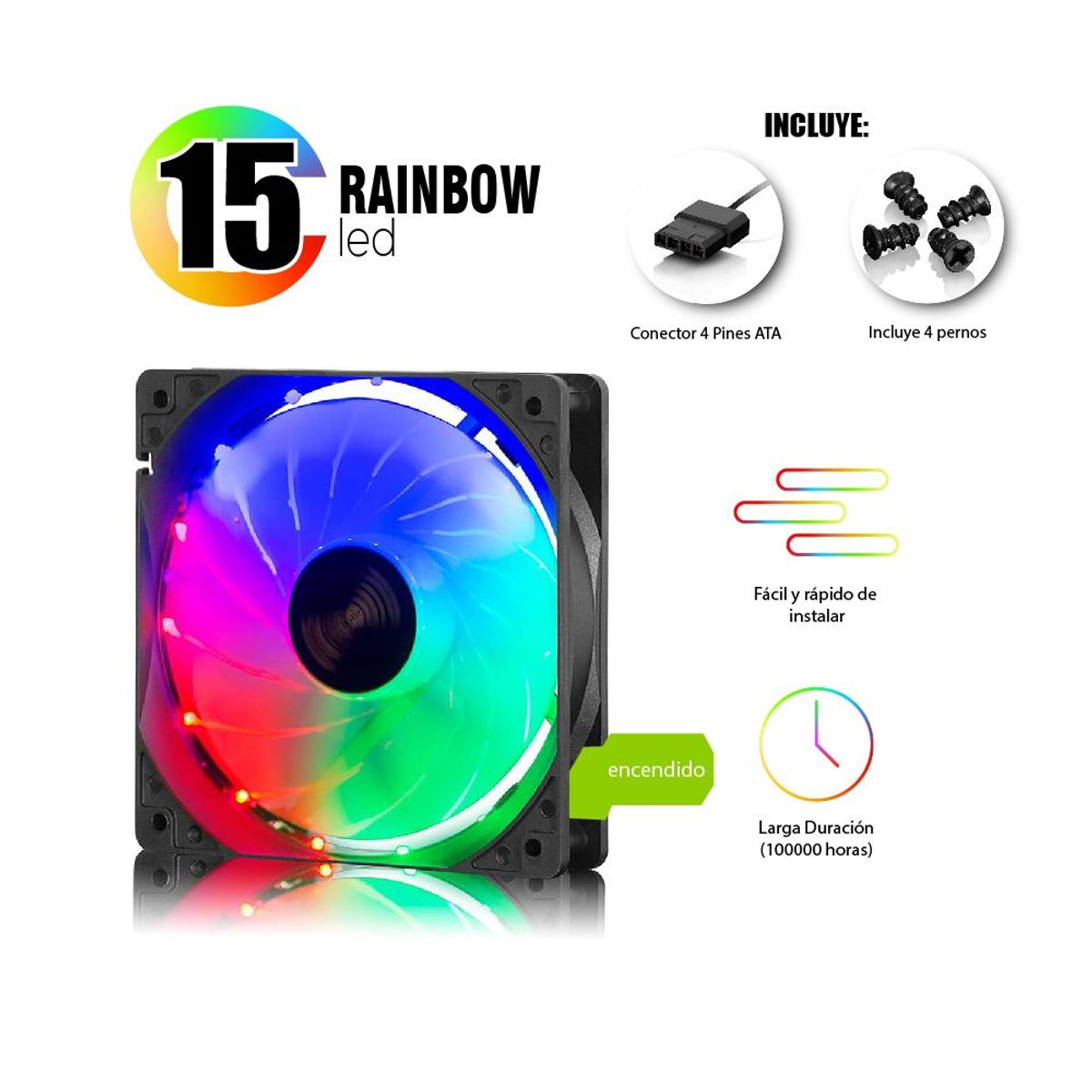 AIRBOOM - Ventilador de Case Gamer Turbine Rainbow Airboom AB-125