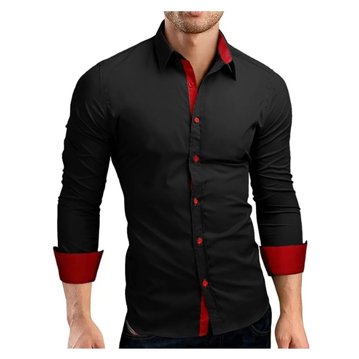 VATYERTY - Camisas de manga larga casual slim camisa de vestir hombres.