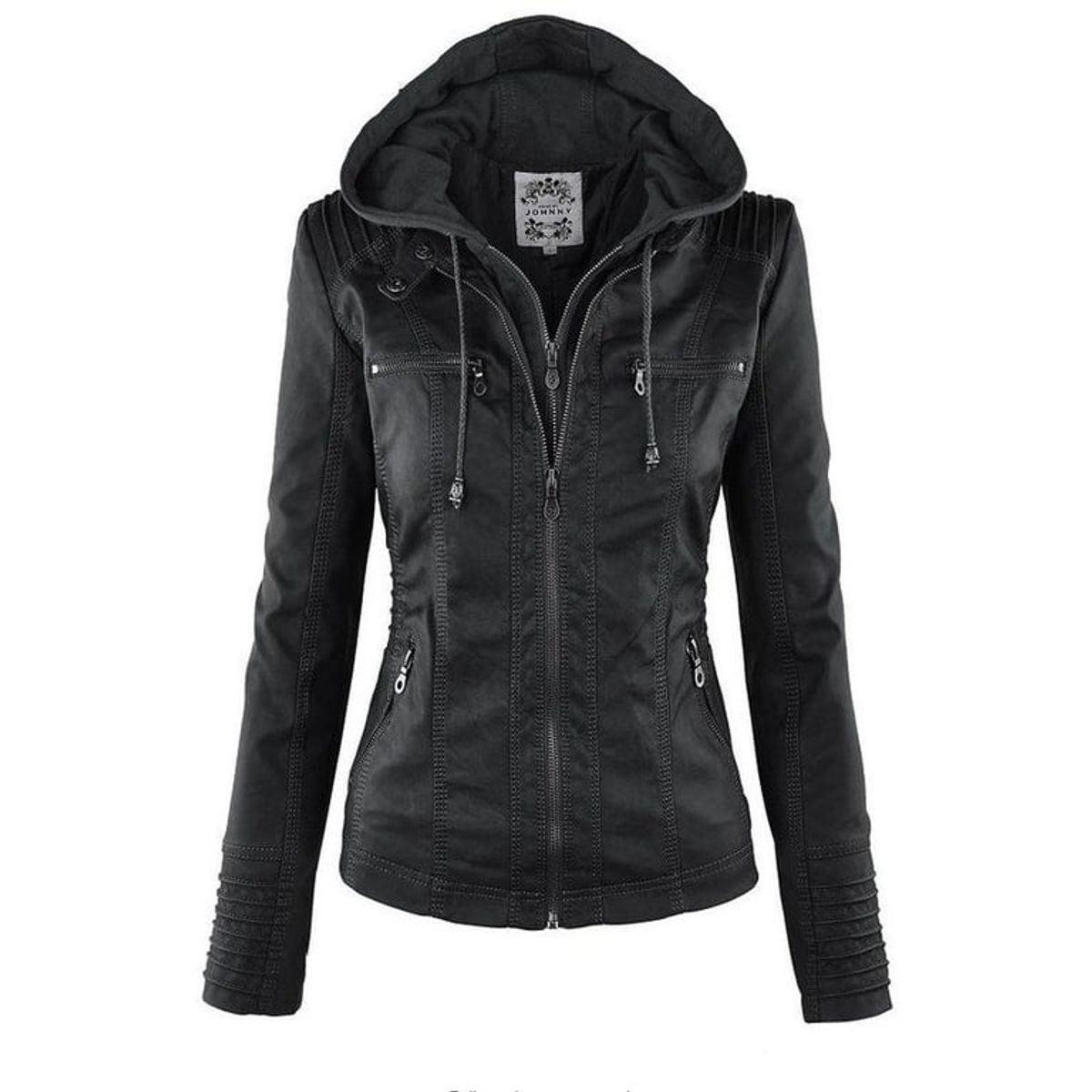 GENERICO - Abrigo de invierno con cremallera de chaqueta de mujer otoño-negro