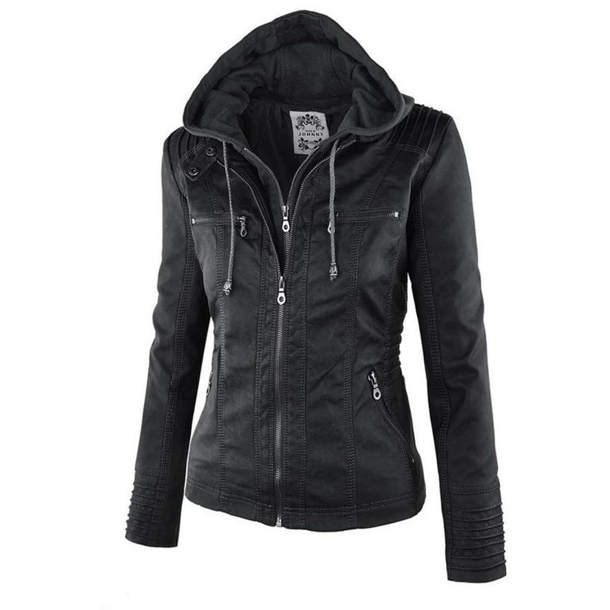 GENERICO - Abrigo de invierno con cremallera de chaqueta de mujer otoño-negro