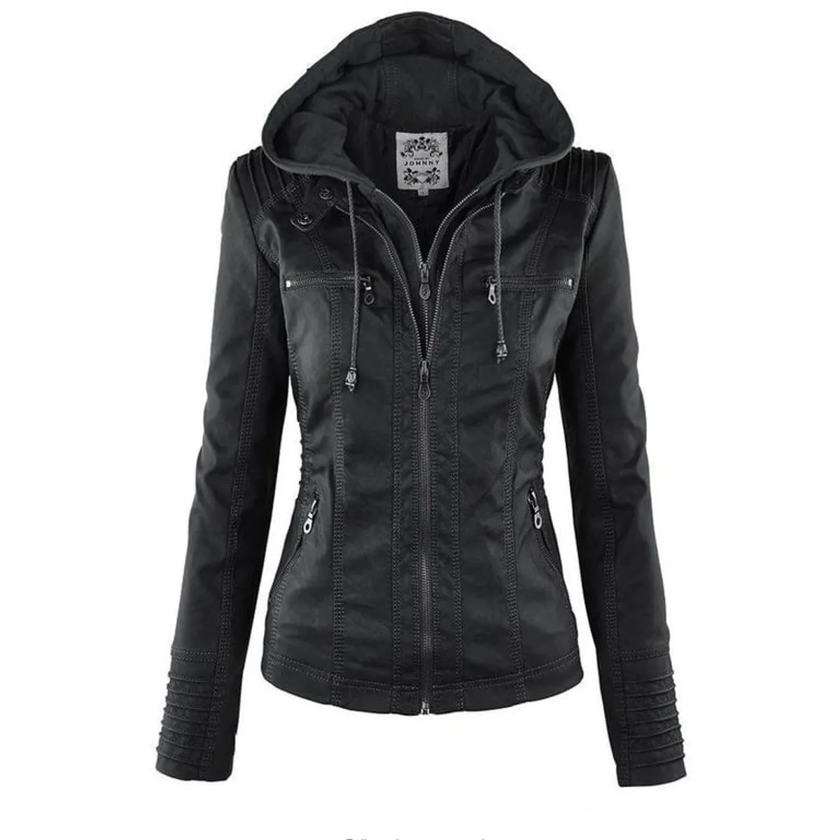 GENERICO - Abrigo de invierno con cremallera de chaqueta de mujer otoño-negro