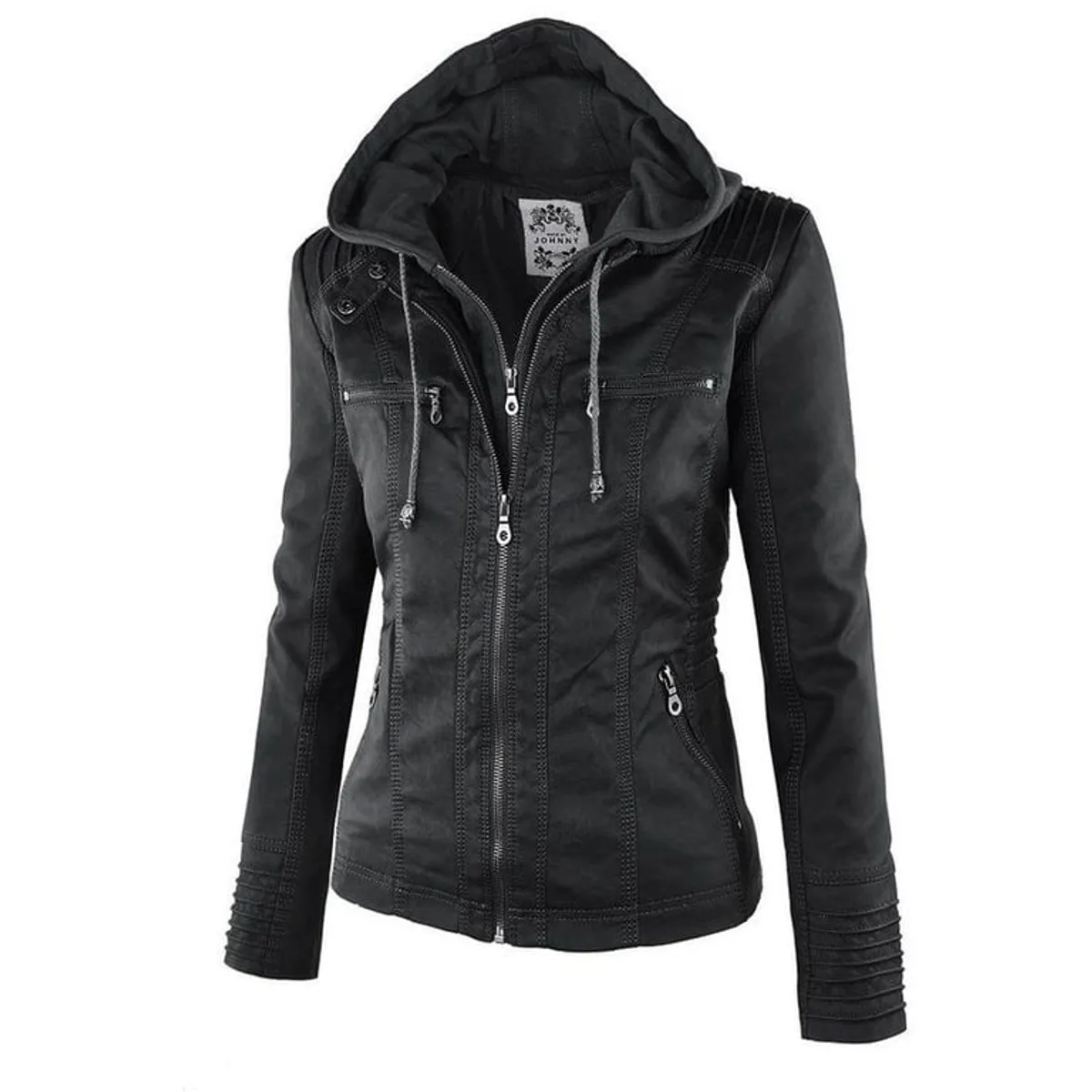 GENERICO - Abrigo de invierno con cremallera de chaqueta de mujer otoño-negro