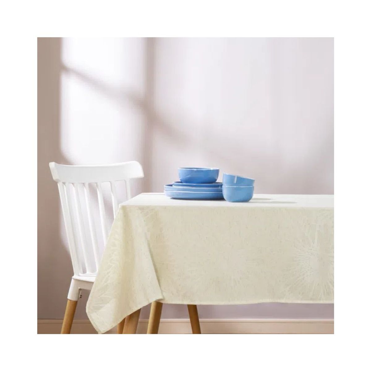 INSPIRA MARKET - Mantel de mesa de tela 150x250 - hueso y blanco