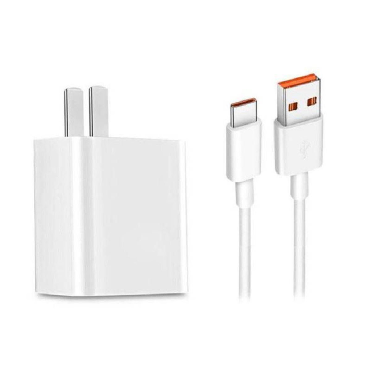 GENERICO - Cargador d Pared  67W y Cable C Naranja Carga Ràpida Blanco