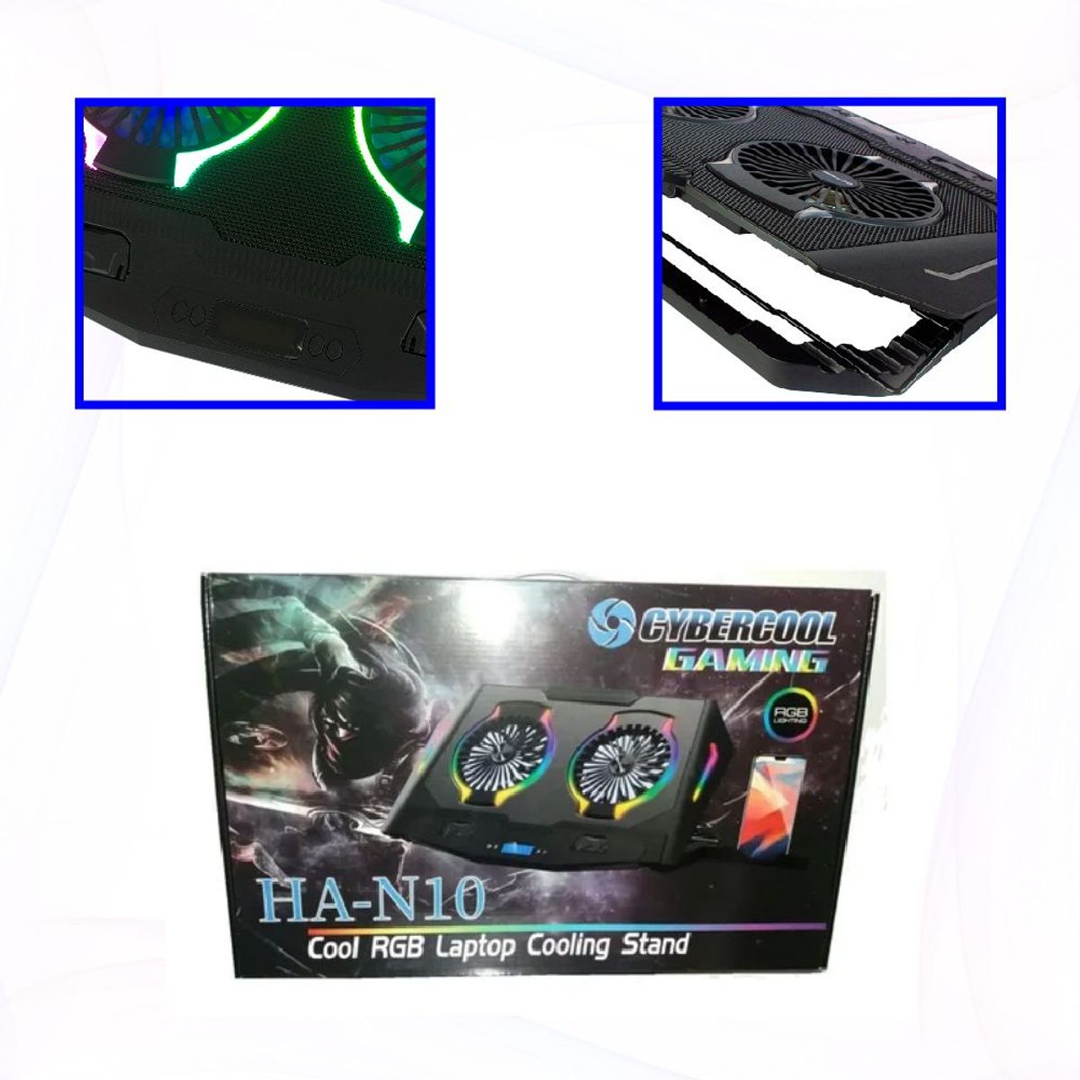 HALION - Cooler Para Laptop HA-N10 Cybercool Luz RGB