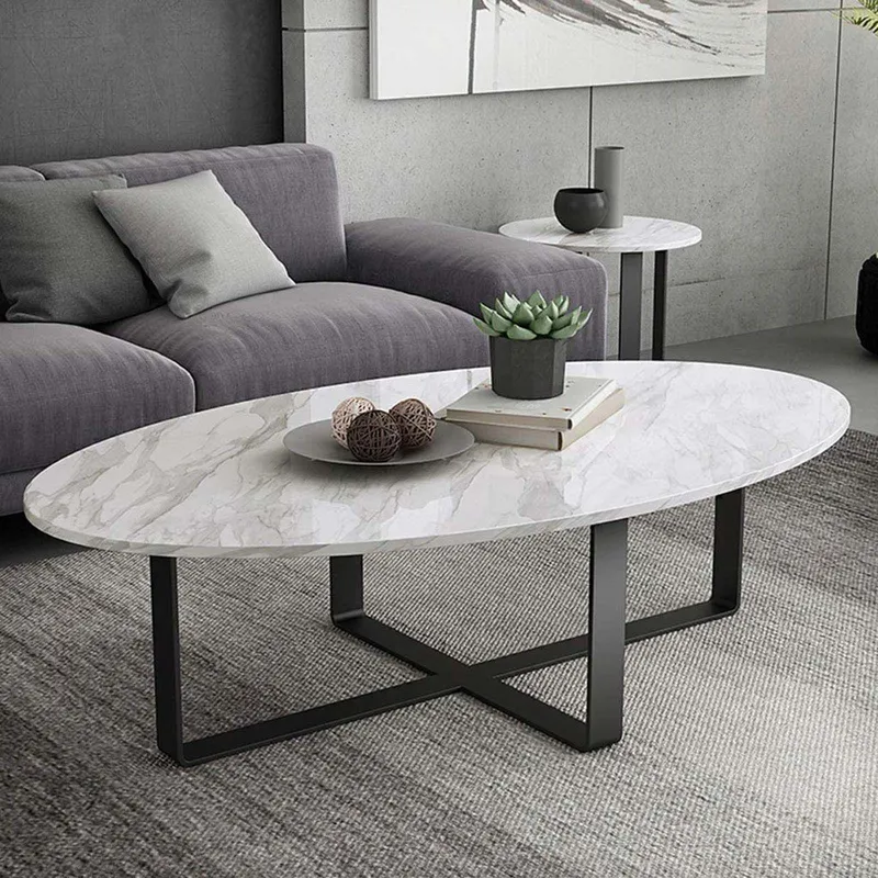 DECOR MESAS - Mesa de Centro Oval Flat - Mármol