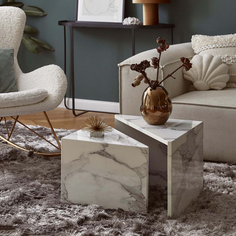 DECOR MESAS - Mesa de Centro Zahara White - Mármol