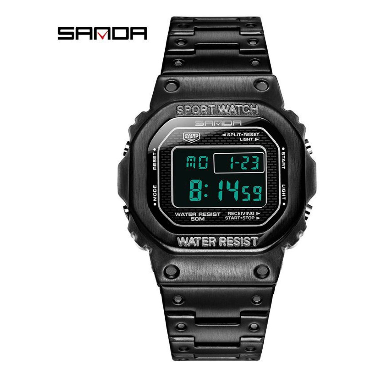 VATYERTY - Sanda 390 reloj digital luminoso cuadrado impermeable negro