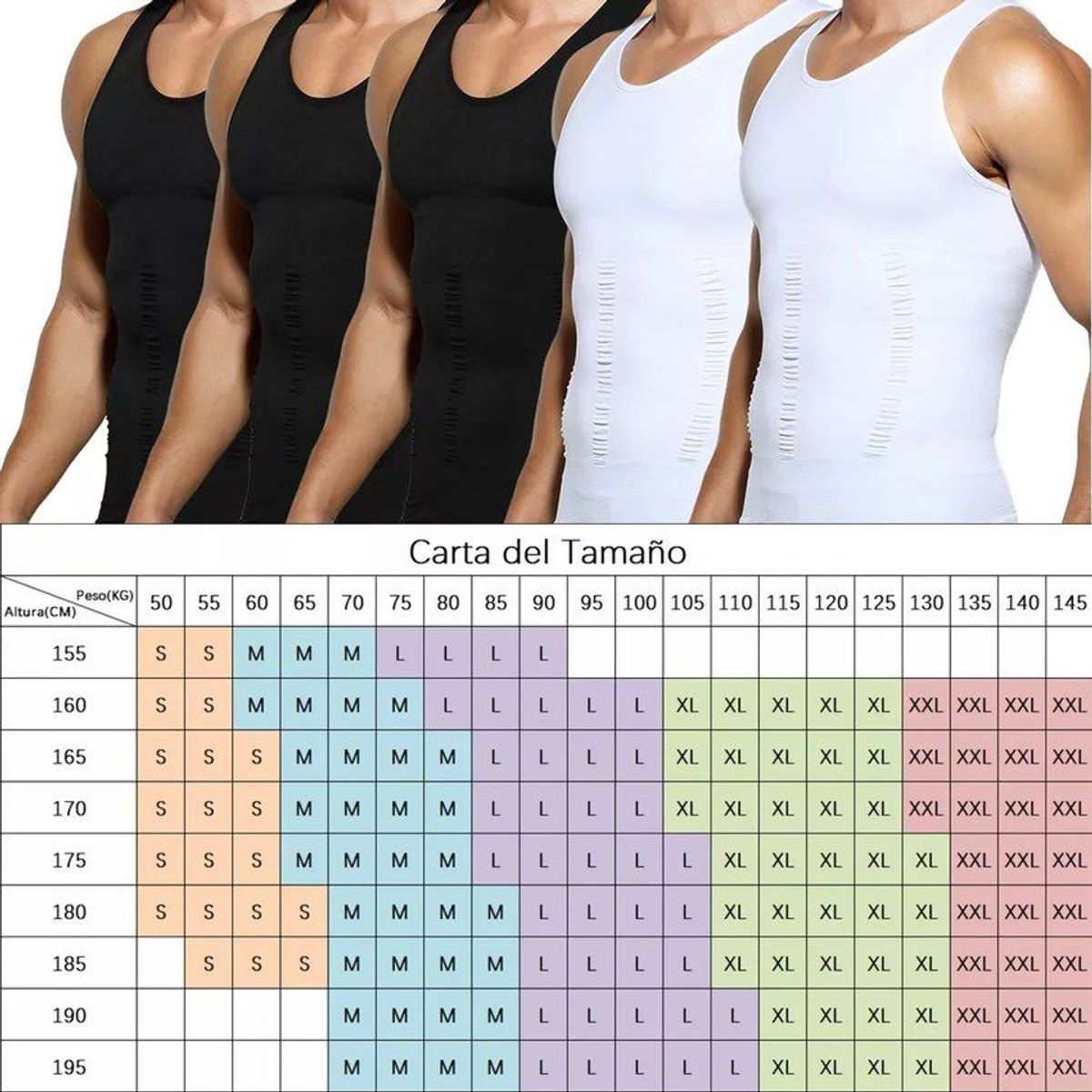 VATYERTY - Faja de hombre camiseta reductora modeladora 5 piezas #4