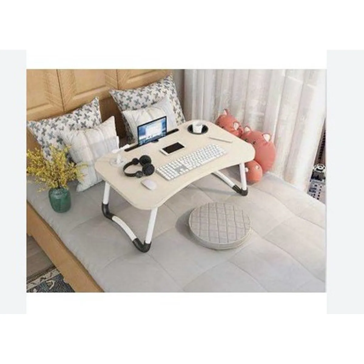 GENERICO - Mesa plegable para laptop con 4 puertos usb  + ventilador BEIGE