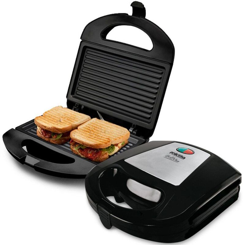 PRACTIKA - Sandwichera Grill Practika Compacta 2 Panes - Negro